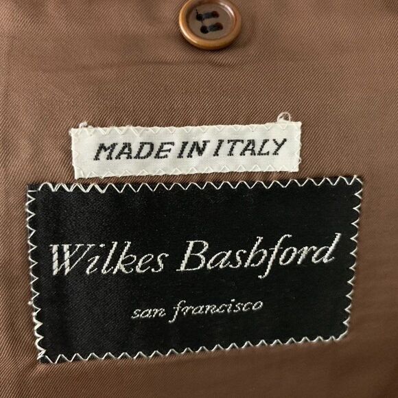 Vintage Wilkes Bashford Wool Blazer Jacket 38 Brown Check 2 Button Lined Pockets - Picture 6 of 6
